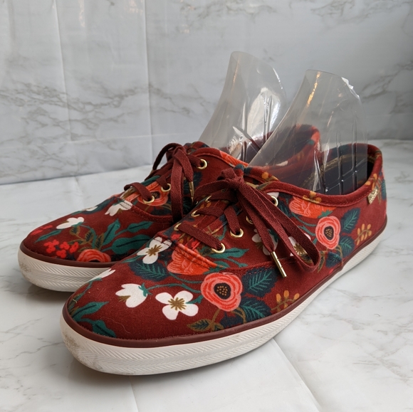Burgundy floral Rifle Paper Co Keds